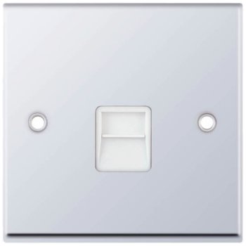 Selectric 7M-Pro Polished Chrome 1 Gang Telephone Master Socket with White Insert