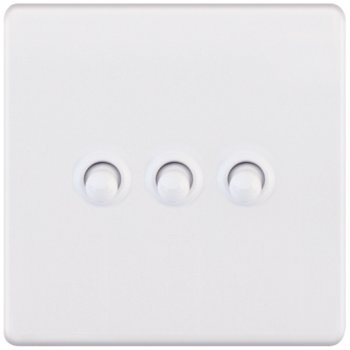 Selectric 5M-Plus Matt White 3 Gang 10A 2 Way Toggle Switch