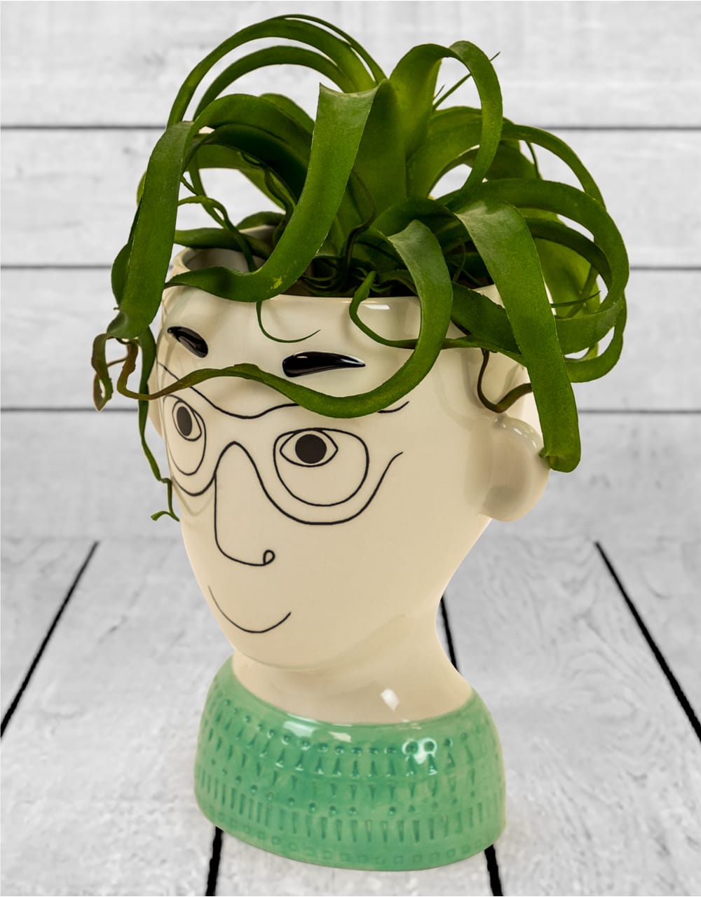 Ceramic Doodle Man's Face Vase - Glasses - FPC16
