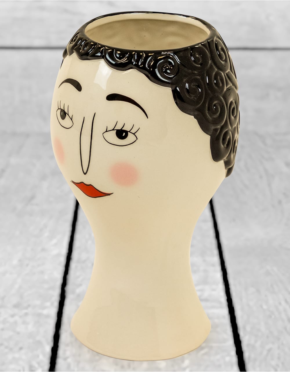 Ceramic Doodle Woman's Face Vase - Blush - FPC17