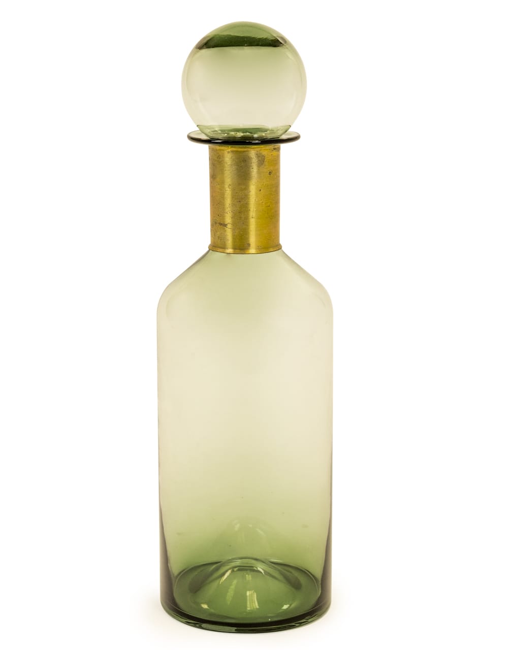 Tall Green Glass Apothecary Bottle with Brass Neck - GW93