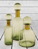 Tall Green Glass Apothecary Bottle with Brass Neck - GW93