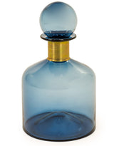 Large Blue Glass Apothecary Bottle with Brass Neck - GW95