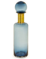 Slim Blue Glass Apothecary Bottle with Brass Neck - GW97