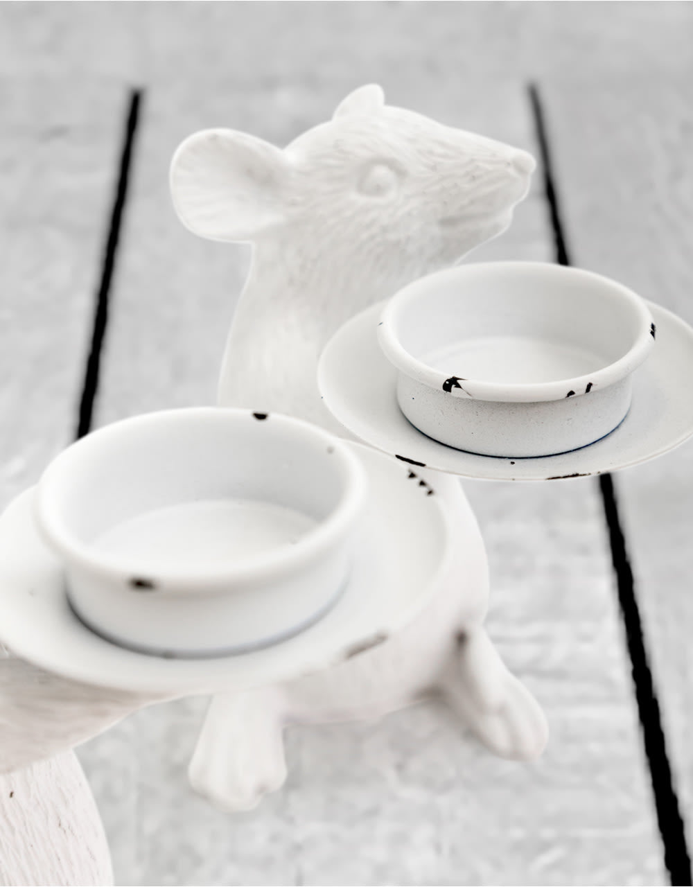 Pair of White Mouse Candle Holders - TPR24