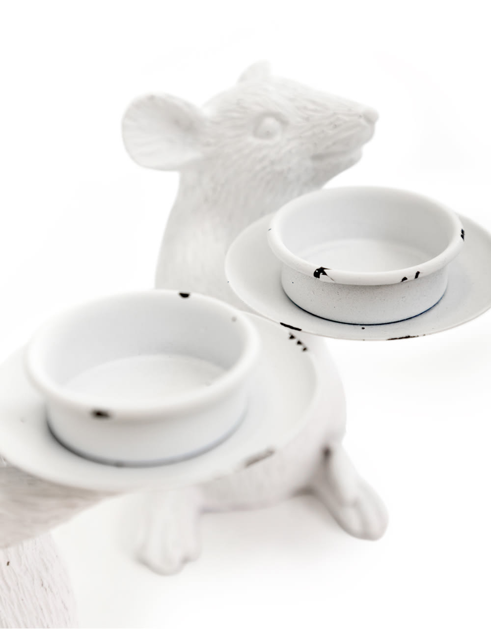 Pair of White Mouse Candle Holders - TPR24