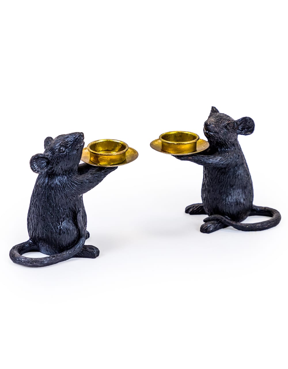 Pair of Black Mouse Candle Holders - TPR25