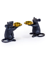 Pair of Black Mouse Candle Holders - TPR25