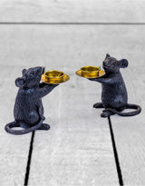 Pair of Black Mouse Candle Holders - TPR25