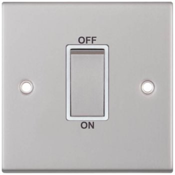 Selectric 5M Satin Chrome 1 Gang 45A DP Switch with White Insert
