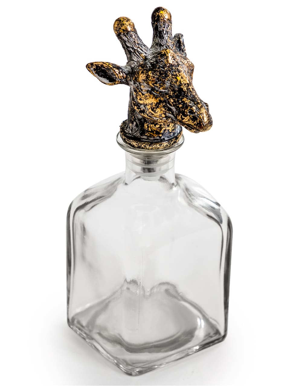Large Glass Storage Bottle with Giraffe Head Stopper (to be bought in qtys of 6) - HKL36