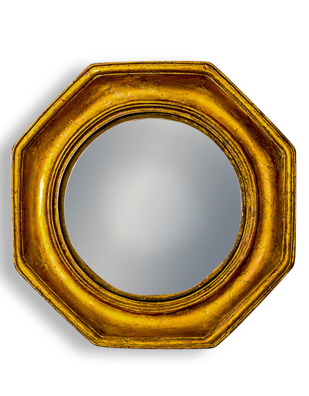 Antiqued Gold Octagonal Framed Convex Mirror - MK27