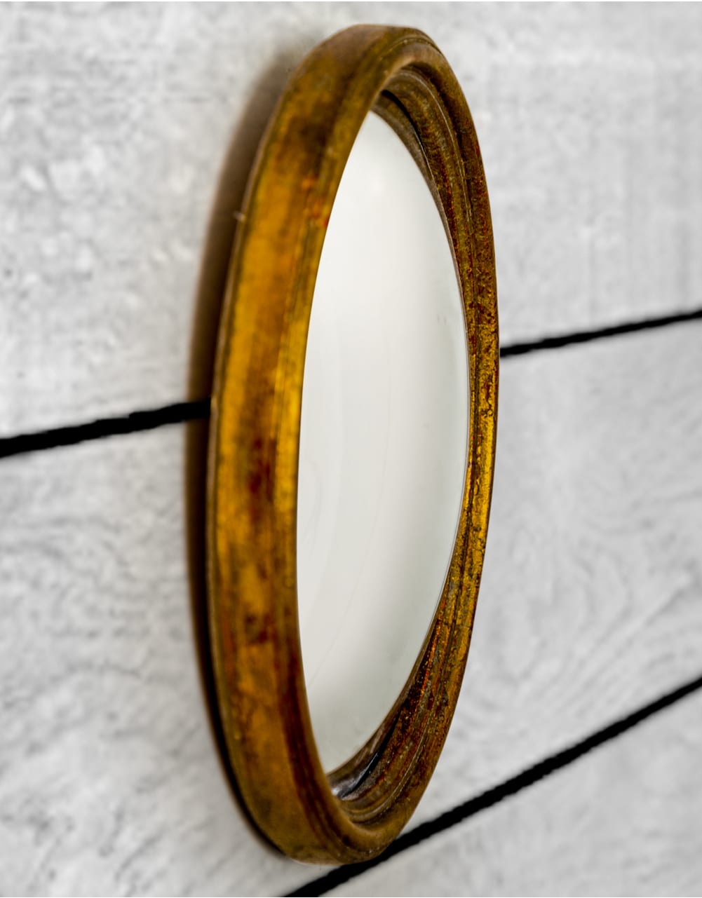Antiqued Gold Thin Framed Large Convex Mirror - MK31