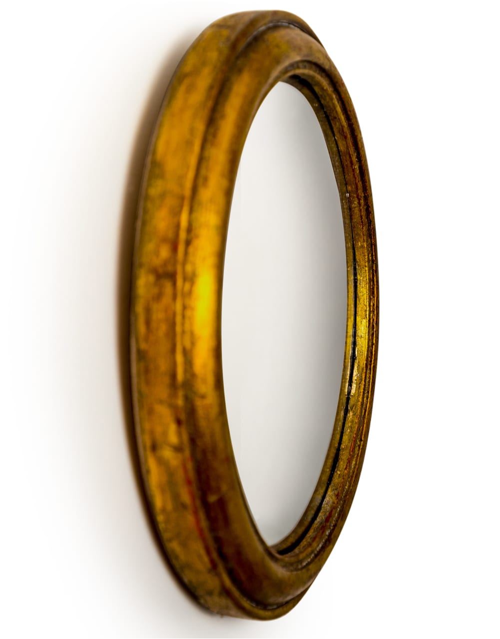 Antiqued Gold Rounded Framed Large Convex Mirror - MK34