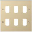 Selectric 5M GRID360 Satin Brass 6 Gang Faceplate