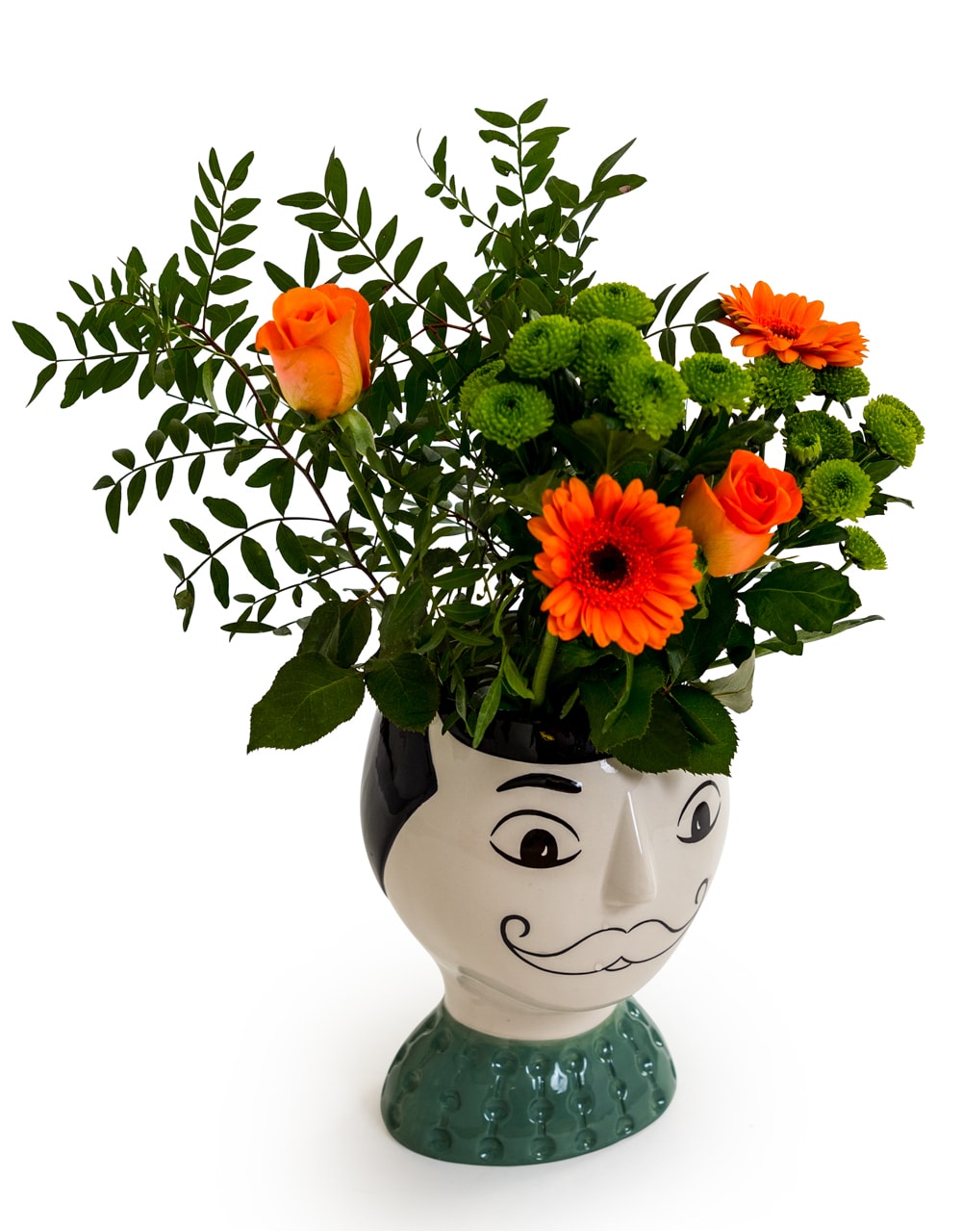 Ceramic Doodle Man's Face Vase - Moustache - FPC19