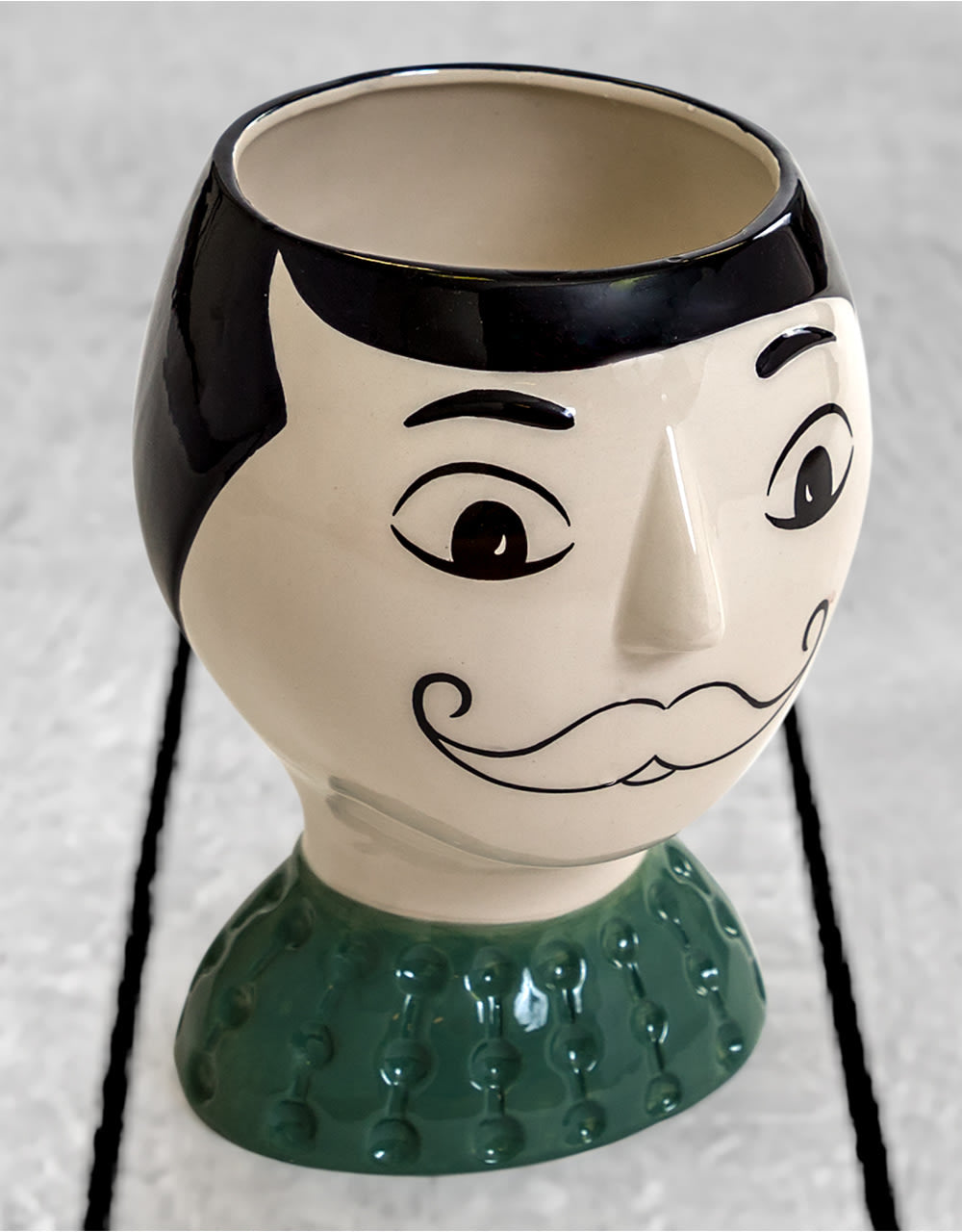 Ceramic Doodle Man's Face Vase - Moustache - FPC19