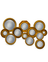 Set of 12 Assorted Antique Gold Framed Convex Mirrors (MK27-MK38) - MK39