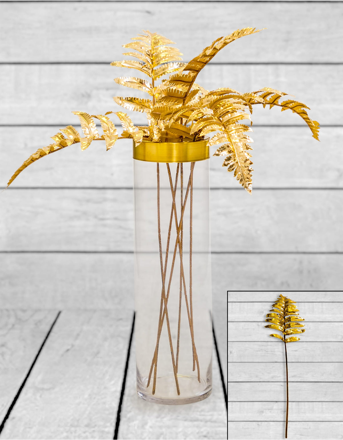 Metallic Gold Large Single Fern Leaf (to be bought in qtys of 12) - RLD13