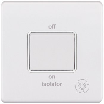 Selectric 5M-Plus Matt White 1 Gang 10A 3 Pole Fan Isolator Switch with White Insert