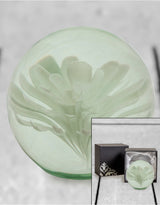 Large White Flower Glass Ball Paperweight with Gift Box - GW109