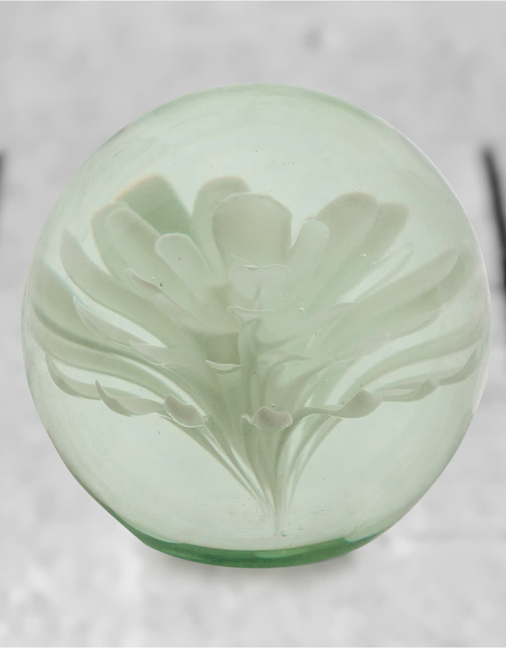 Large White Flower Glass Ball Paperweight with Gift Box - GW109