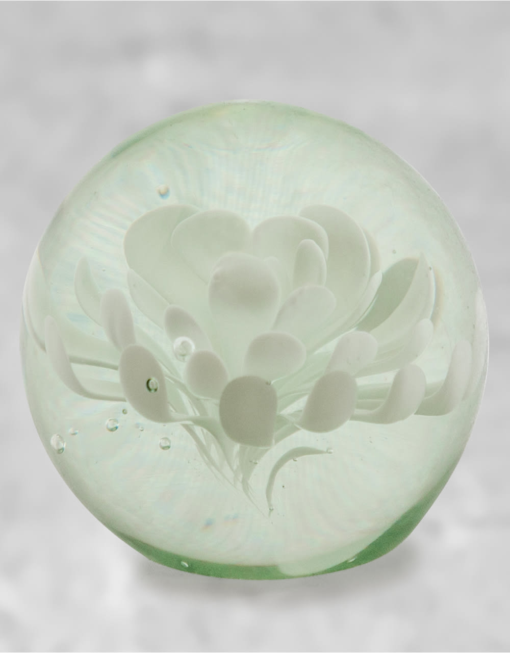 White Flower Glass Ball Paperweight with Gift Box - GW110