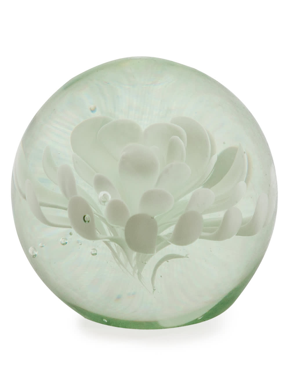 White Flower Glass Ball Paperweight with Gift Box - GW110