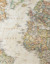 Large Antiqued Wall Hanging Canvas World Map - HKL44