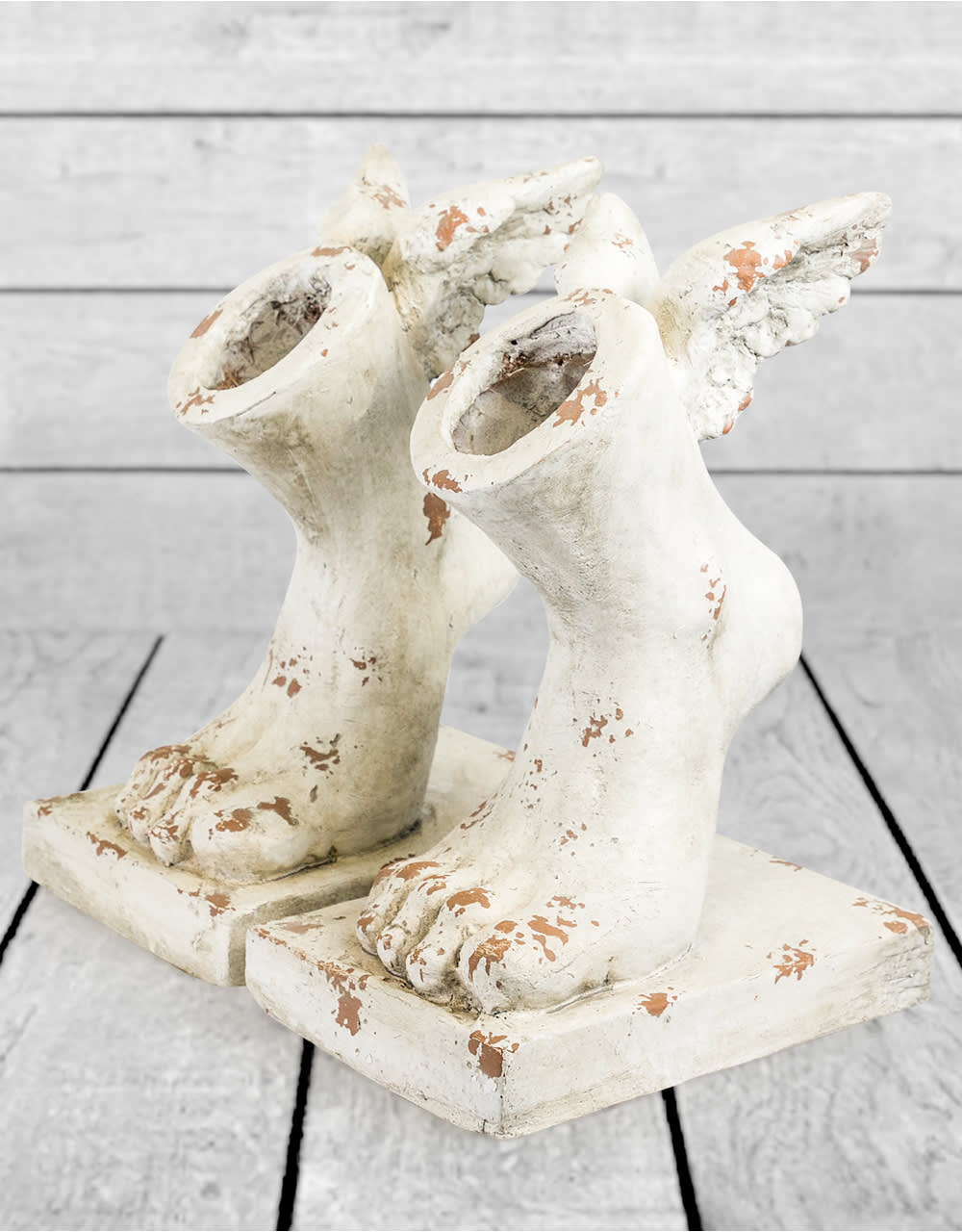 Set of 2 Rustic Stone Effect Winged Foot Planters(50% off, MOQ 4pcs) - TMP12