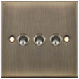 Selectric 5M Antique Brass 3 Gang 10A 2 Way Toggle Switch