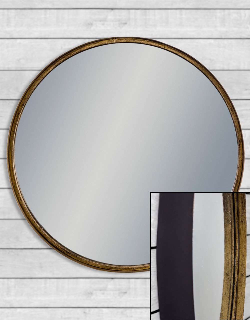 Large Black and Bronze Deep Framed Cylinder Mirror - EM126