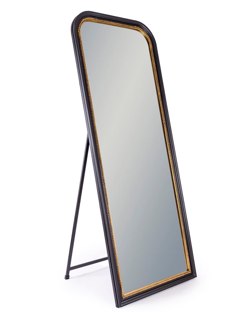 Black with Gold Beaded Dressing Mirror - M403