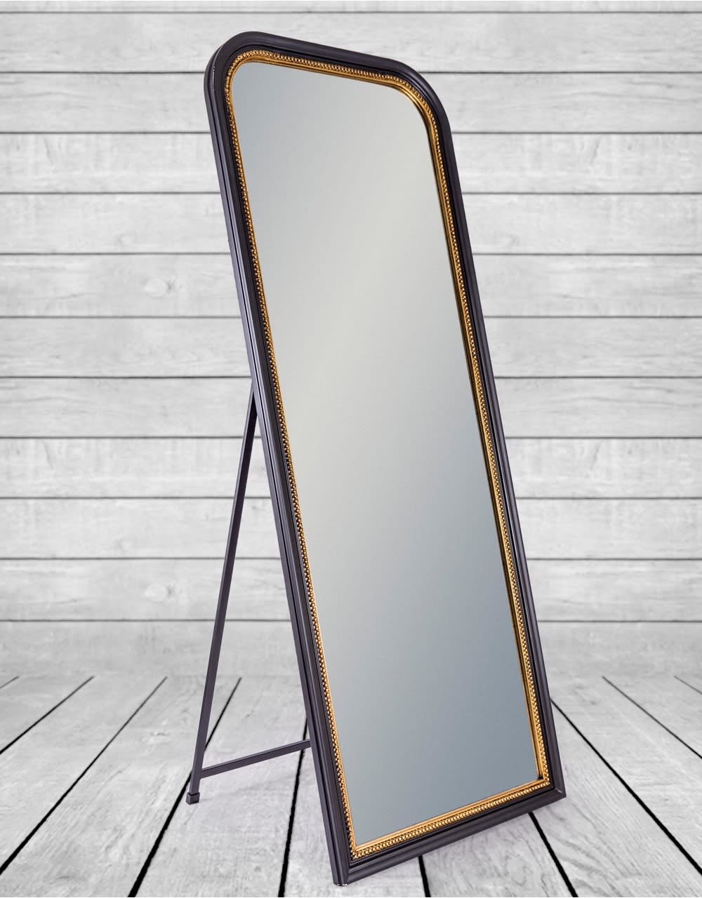 Black with Gold Beaded Dressing Mirror - M403