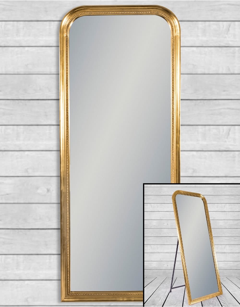 Antique Gold Beaded Dressing Mirror - M404