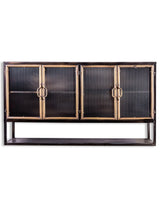 Black and Antique Gold "Orwell" Wide Metal Wall Cabinet with Shelf - VRN22