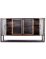 Black and Antique Gold "Orwell" Wide Metal Wall Cabinet with Shelf - VRN22