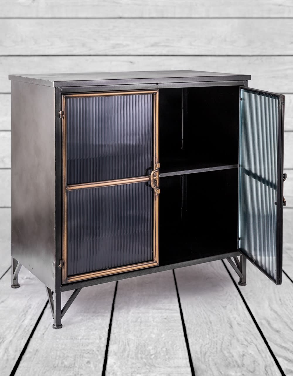 Black and Antique Gold "Orwell" Wide Cabinet - VRN25