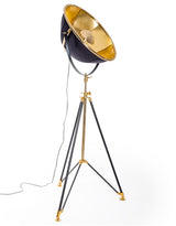 Black and Brass Large Tripod Floor Lamp - BAR15