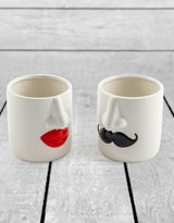Mr & Mrs Set of 2 White Ceramic Pots - MCP14