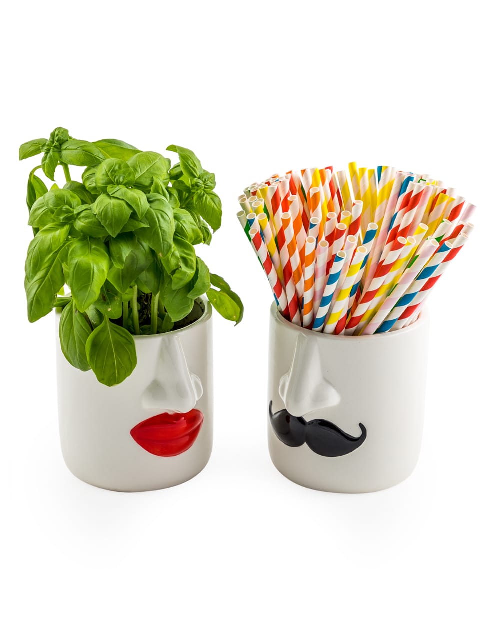 Mr & Mrs Set of 2 White Ceramic Pots - MCP14
