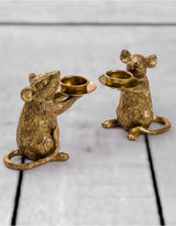 Pair of Gold Mouse Candle Holders - TPR50