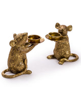 Pair of Gold Mouse Candle Holders - TPR50