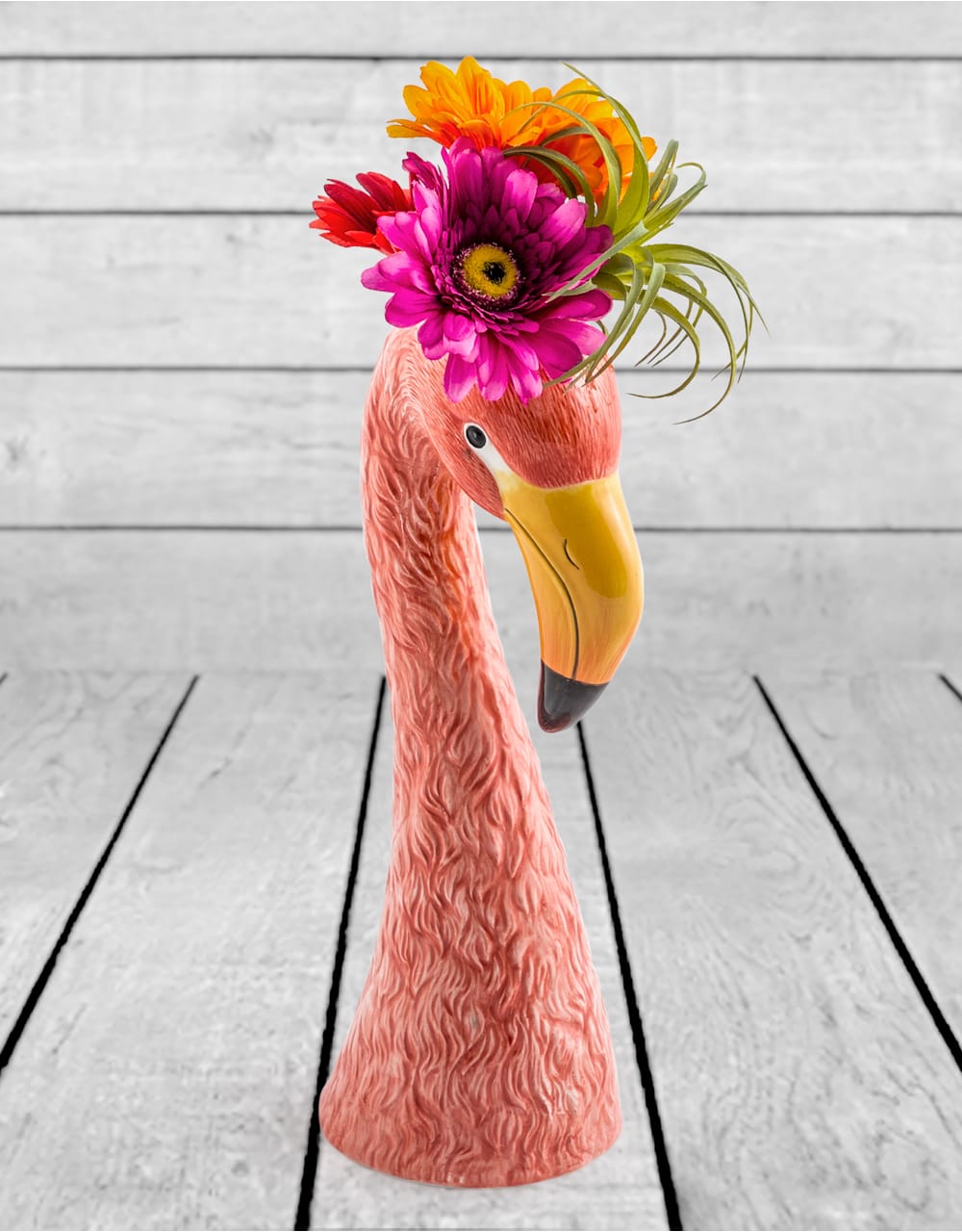 Large Ceramic Pink Flamingo Head Vase - CRT49