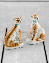 Pair of Ceramic Sitting Leopard Figures - BP310