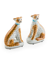 Pair of Ceramic Sitting Leopard Figures - BP310