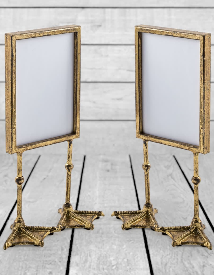 Pair of Antique Gold 5x7" Duck Feet Portrait Photo Frames - HKL48