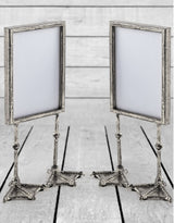 Pair of Antique Silver 5x7" Duck Feet Portrait Photo Frames - HKL49