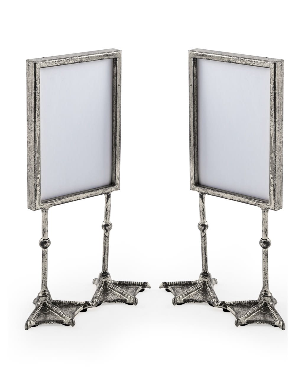 Pair of Antique Silver 5x7" Duck Feet Portrait Photo Frames - HKL49