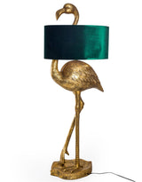 Antique Gold Flamingo Floor Lamp with Green Velvet Shade - TL126